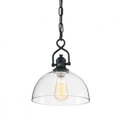 Brand new 🤩 Hines 1-Light Black Farmhouse Mini Pendant with Dome Shaped Clear Glass Shade by Edvivi 😍 -Deals Edvivi || Atlas Store black edvivi pendant lights epj4385bk 66 1000