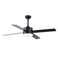 Best reviews of ⭐ 52 in. Integrated LED Indoor Matte Black 4-Blade Reversible Ceiling Fan with Light Kit and Remote Control by Edvivi ⭐