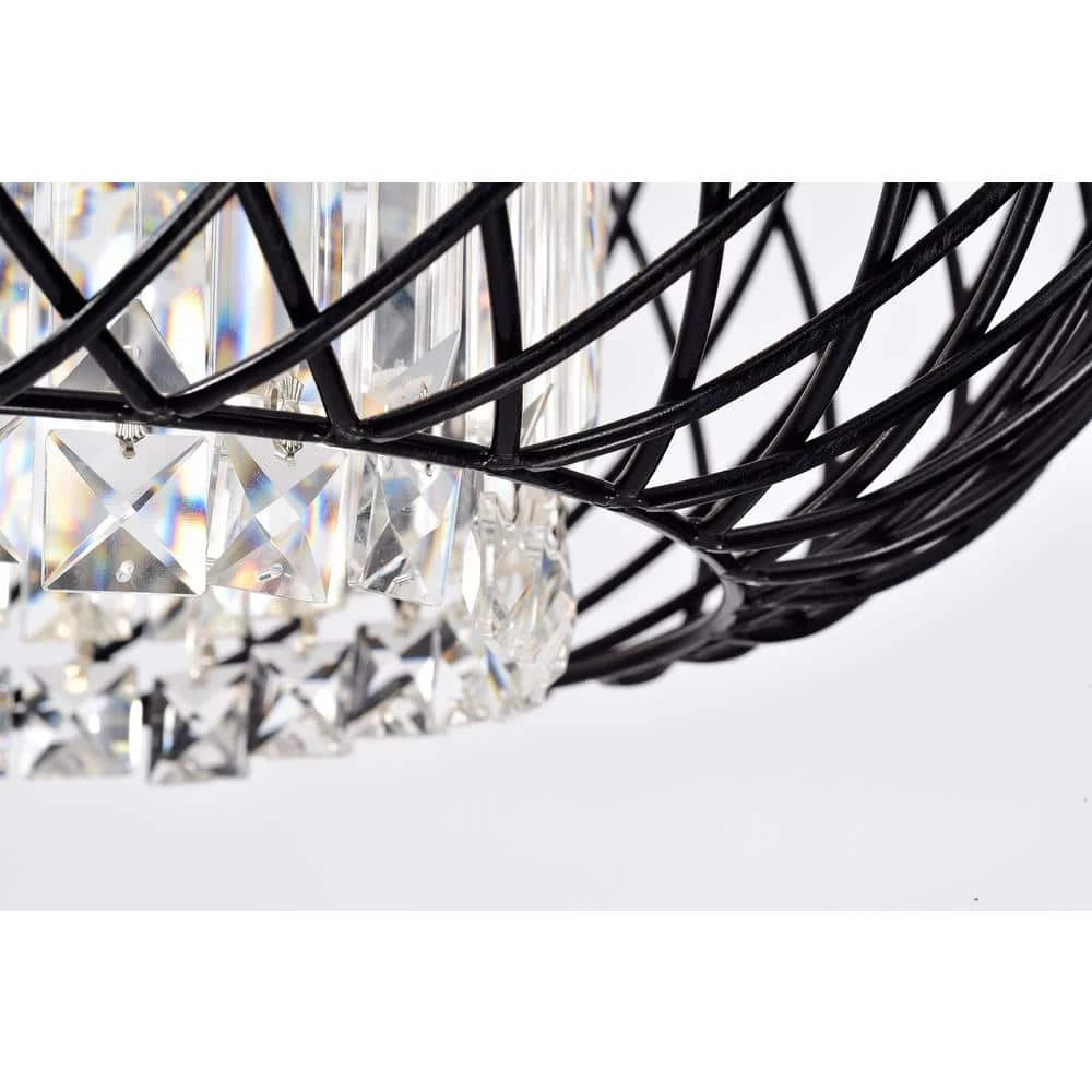 Budget ๐ Azha Modern Glam 3-Light Antique Black Net Drum Chandelier with Hanging Crystals by Edvivi โค๏ธ 5 Budget ๐ Azha Modern Glam 3-Light Antique Black Net Drum Chandelier with Hanging Crystals by Edvivi โค๏ธ - Image 3