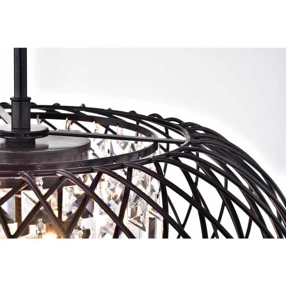Budget ๐ Azha Modern Glam 3-Light Antique Black Net Drum Chandelier with Hanging Crystals by Edvivi โค๏ธ 4 Budget ๐ Azha Modern Glam 3-Light Antique Black Net Drum Chandelier with Hanging Crystals by Edvivi โค๏ธ - Image 2