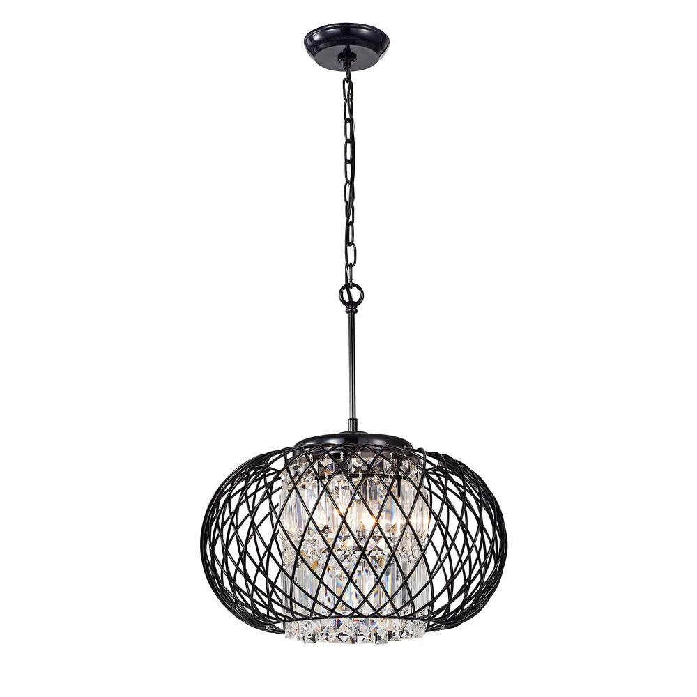 Budget ๐ Azha Modern Glam 3-Light Antique Black Net Drum Chandelier with Hanging Crystals by Edvivi โค๏ธ 11 Budget ๐ Azha Modern Glam 3-Light Antique Black Net Drum Chandelier with Hanging Crystals by Edvivi โค๏ธ - Image 9