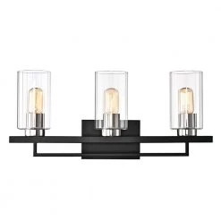 Brand new ๐งจ Imperium 3-Light Black and Brushed Nickel Modern Vanity with Clear Beveled Glass Shades by Edvivi ๐คฉ