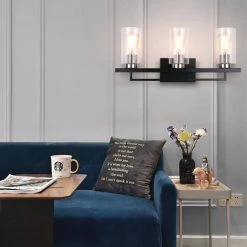 Brand new 🧨 Imperium 3-Light Black and Brushed Nickel Modern Vanity with Clear Beveled Glass Shades by Edvivi 🤩 -Deals Edvivi || Atlas Store brushed nickel and black edvivi vanity lighting ew5395bk 66 1000