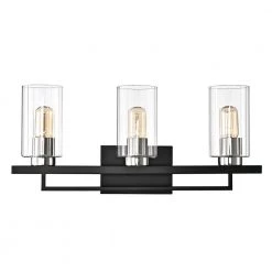 Brand new 🧨 Imperium 3-Light Black and Brushed Nickel Modern Vanity with Clear Beveled Glass Shades by Edvivi 🤩 -Deals Edvivi || Atlas Store brushed nickel and black edvivi vanity lighting ew5395bk c3 1000