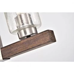 Buy 🎉 Szeto 4-Light Contemporary Brushed Nickel and Wood Finish Linear Chandelier with Seedy Glass Shades by Edvivi 🥰 -Deals Edvivi || Atlas Store brushed nickel and wood edvivi chandeliers epd321wd 44 1000