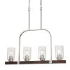 Buy 🎉 Szeto 4-Light Contemporary Brushed Nickel and Wood Finish Linear Chandelier with Seedy Glass Shades by Edvivi 🥰 -Deals Edvivi || Atlas Store brushed nickel and wood edvivi chandeliers epd321wd 64 1000
