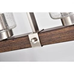 Buy 🎉 Szeto 4-Light Contemporary Brushed Nickel and Wood Finish Linear Chandelier with Seedy Glass Shades by Edvivi 🥰 -Deals Edvivi || Atlas Store brushed nickel and wood edvivi chandeliers epd321wd fa 1000