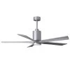 New ❤️ Patricia 60 in. LED Indoor/Outdoor Damp Brushed Nickel Ceiling Fan with Light with Remote Control and Wall Control by Atlas 🧨