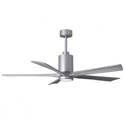 New ❤️ Patricia 60 in. LED Indoor/Outdoor Damp Brushed Nickel Ceiling Fan with Light with Remote Control and Wall Control by Atlas 🧨