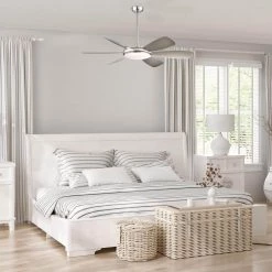 Wholesale ✔️ 52 in. Integrated LED Indoor Brushed Nickel 6-Blade Reversible Ceiling Fan with Light Kit and Remote Control by Edvivi 🎁 -Deals Edvivi || Atlas Store brushed nickel edvivi ceiling fans with lights ffg7611bn 1f 1000