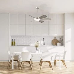 Wholesale ✔️ 52 in. Integrated LED Indoor Brushed Nickel 6-Blade Reversible Ceiling Fan with Light Kit and Remote Control by Edvivi 🎁 -Deals Edvivi || Atlas Store brushed nickel edvivi ceiling fans with lights ffg7611bn 4f 1000