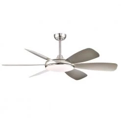 Wholesale โ๏ธ 52 in. Integrated LED Indoor Brushed Nickel 6-Blade Reversible Ceiling Fan with Light Kit and Remote Control by Edvivi ๐