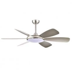 Wholesale ✔️ 52 in. Integrated LED Indoor Brushed Nickel 6-Blade Reversible Ceiling Fan with Light Kit and Remote Control by Edvivi 🎁 -Deals Edvivi || Atlas Store brushed nickel edvivi ceiling fans with lights ffg7611bn 77 1000