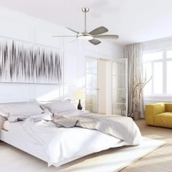 Wholesale ✔️ 52 in. Integrated LED Indoor Brushed Nickel 6-Blade Reversible Ceiling Fan with Light Kit and Remote Control by Edvivi 🎁 -Deals Edvivi || Atlas Store brushed nickel edvivi ceiling fans with lights ffg7611bn c3 1000