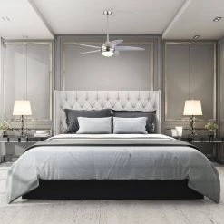 Outlet ๐ 52 in. Integrated LED Indoor Brushed Nickel 5-Blade Ceiling Fan with Light Kit and Remote Control by Edvivi ๐ 22 Outlet ๐ 52 in. Integrated LED Indoor Brushed Nickel 5-Blade Ceiling Fan with Light Kit and Remote Control by Edvivi ๐ -Deals Edvivi || Atlas Store brushed nickel edvivi ceiling fans with lights ffg7741bn 4f 1000