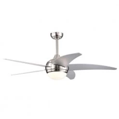 Outlet 👏 52 in. Integrated LED Indoor Brushed Nickel 5-Blade Ceiling Fan with Light Kit and Remote Control by Edvivi 🎁