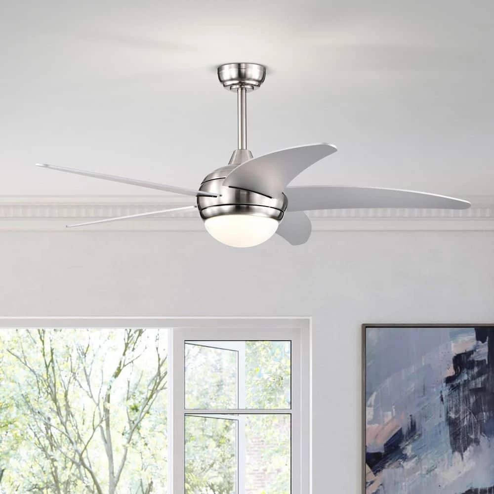 Outlet ๐ 52 in. Integrated LED Indoor Brushed Nickel 5-Blade Ceiling Fan with Light Kit and Remote Control by Edvivi ๐ 4 Outlet ๐ 52 in. Integrated LED Indoor Brushed Nickel 5-Blade Ceiling Fan with Light Kit and Remote Control by Edvivi ๐ - Image 2