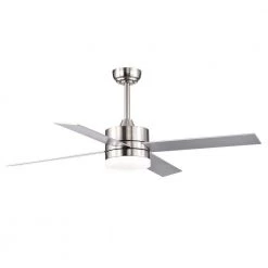 Deals 💯 52 in. Integrated LED Indoor Brushed Nickel 4-Blade Reversible Ceiling Fan with Light Kit and Remote Control by Edvivi 🥰