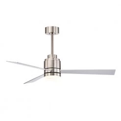 Cheapest 🔥 Newton Contemporary 52 in. Integrated LED Indoor Brushed Nickel 3-Blade Reversible Ceiling Fan w/ Light Kit, Wall Switch by Edvivi 🥰