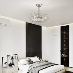 Best deal 😉 21 in. Contemporary Indoor Brushed Nickel Cage Reversible Ceiling Fan with Light Kit and Remote Control by Edvivi 🛒 -Deals Edvivi || Atlas Store brushed nickel edvivi ceiling fans with lights ffn7921bn 31 1000