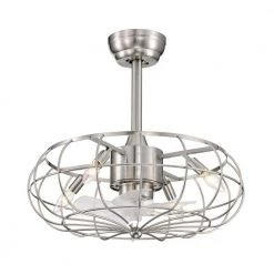 Best deal 😉 21 in. Contemporary Indoor Brushed Nickel Cage Reversible Ceiling Fan with Light Kit and Remote Control by Edvivi 🛒