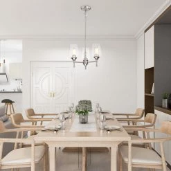 Cheapest 🤩 Arlo 3-Light Brushed Nickel Modern Chandelier with Clear Glass Shades by Edvivi ⭐ -Deals Edvivi || Atlas Store brushed nickel edvivi chandeliers epc2441bn 4f 1000