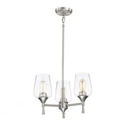 Cheapest 🤩 Arlo 3-Light Brushed Nickel Modern Chandelier with Clear Glass Shades by Edvivi ⭐ -Deals Edvivi || Atlas Store brushed nickel edvivi chandeliers epc2441bn 77 1000