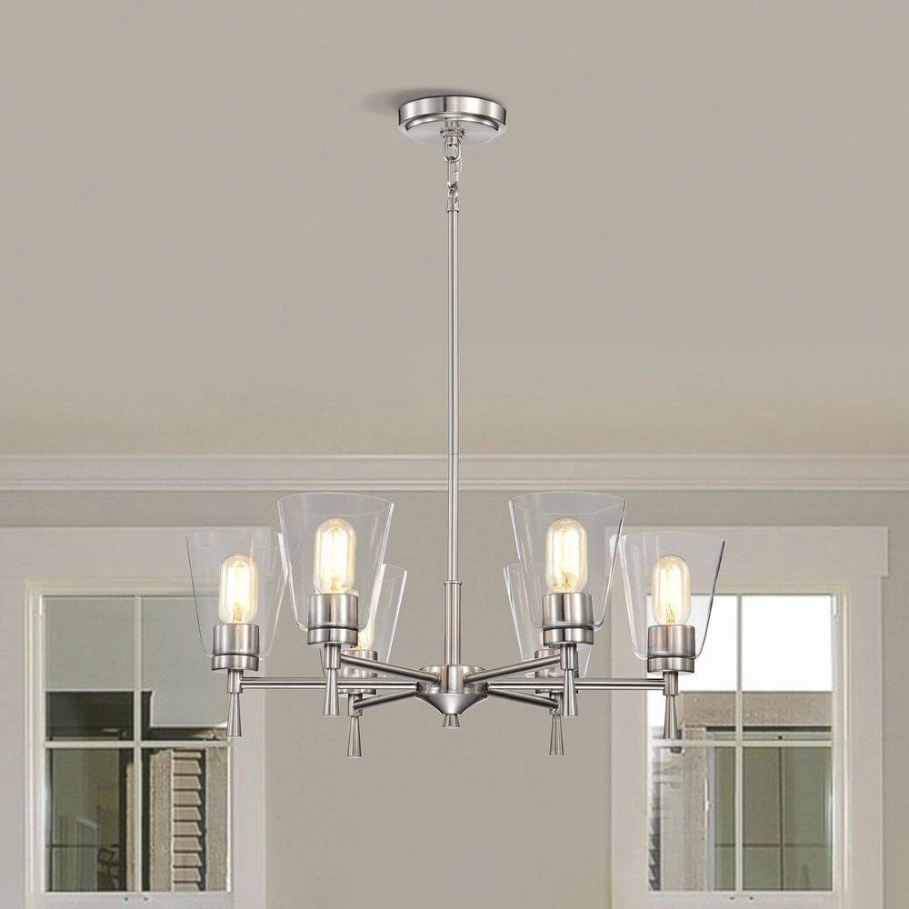 Flash Sale ๐ฅฐ Briarwood 6-Light Brushed Nickel Modern Chandelier with Clear Cone Glass Shades by Edvivi ๐ฏ 4 Flash Sale ๐ฅฐ Briarwood 6-Light Brushed Nickel Modern Chandelier with Clear Cone Glass Shades by Edvivi ๐ฏ - Image 2