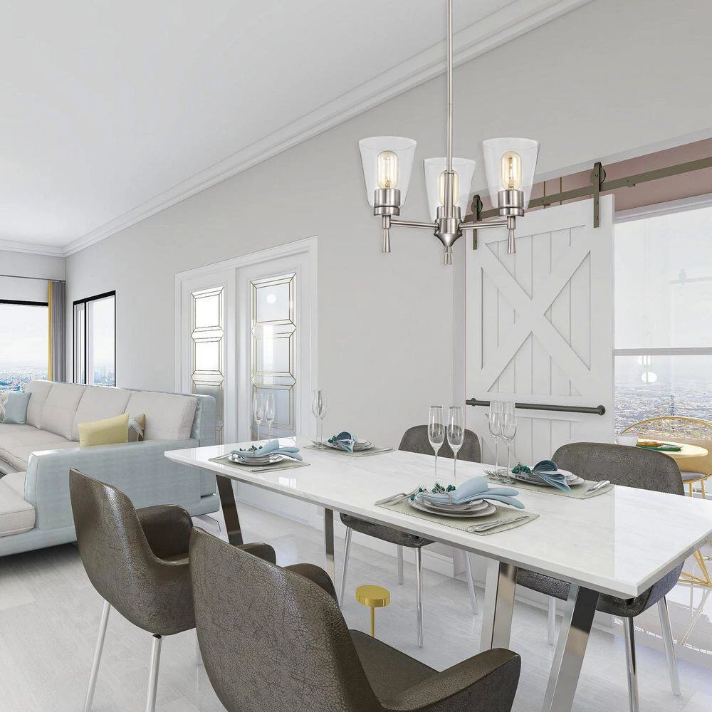 Best Pirce โ Briarwood 3-Light Brushed Nickel Modern Chandelier with Clear Cone Glass Shades by Edvivi ๐ 10 Best Pirce โ Briarwood 3-Light Brushed Nickel Modern Chandelier with Clear Cone Glass Shades by Edvivi ๐ - Image 8