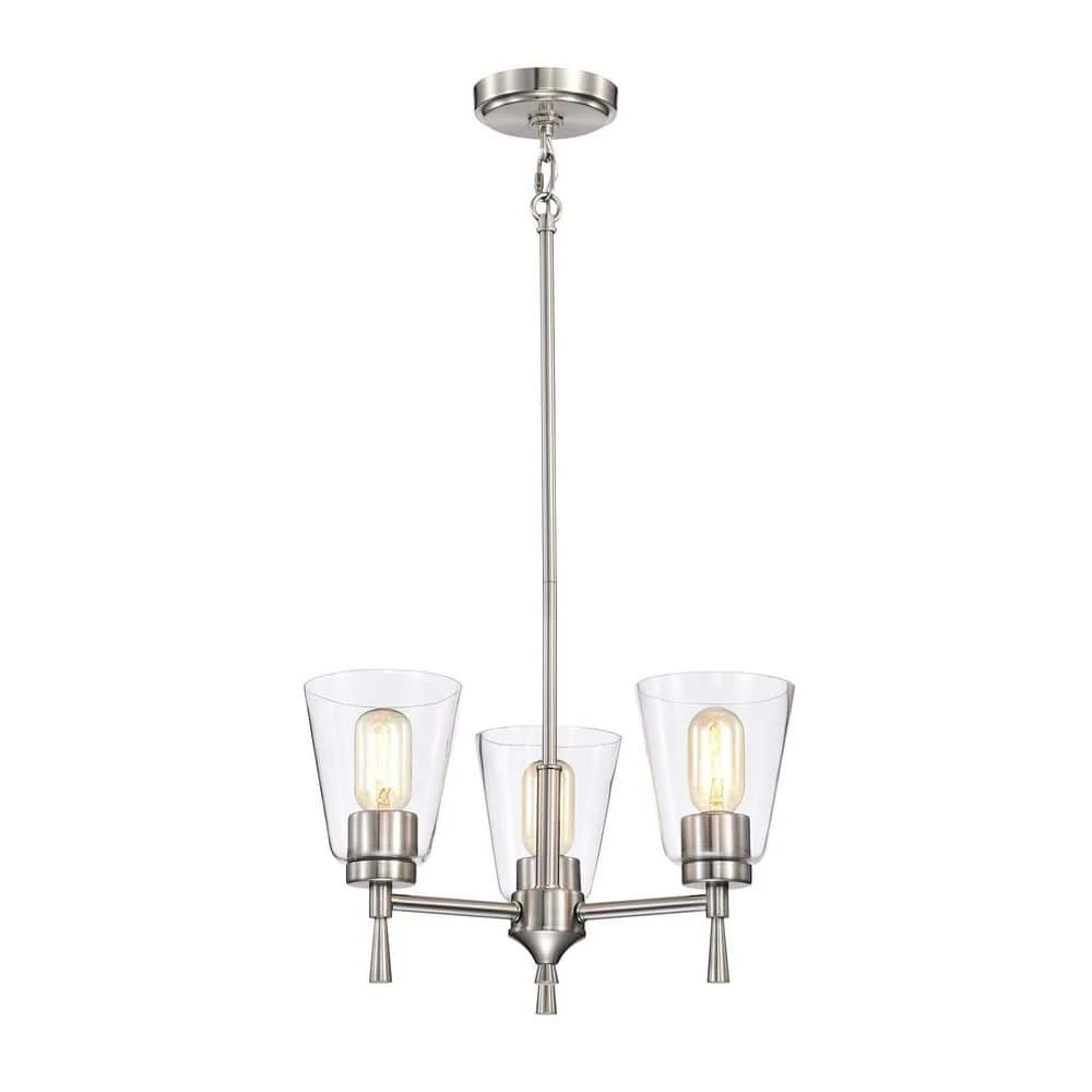 Best Pirce โ Briarwood 3-Light Brushed Nickel Modern Chandelier with Clear Cone Glass Shades by Edvivi ๐ 3 Best Pirce โ Briarwood 3-Light Brushed Nickel Modern Chandelier with Clear Cone Glass Shades by Edvivi ๐