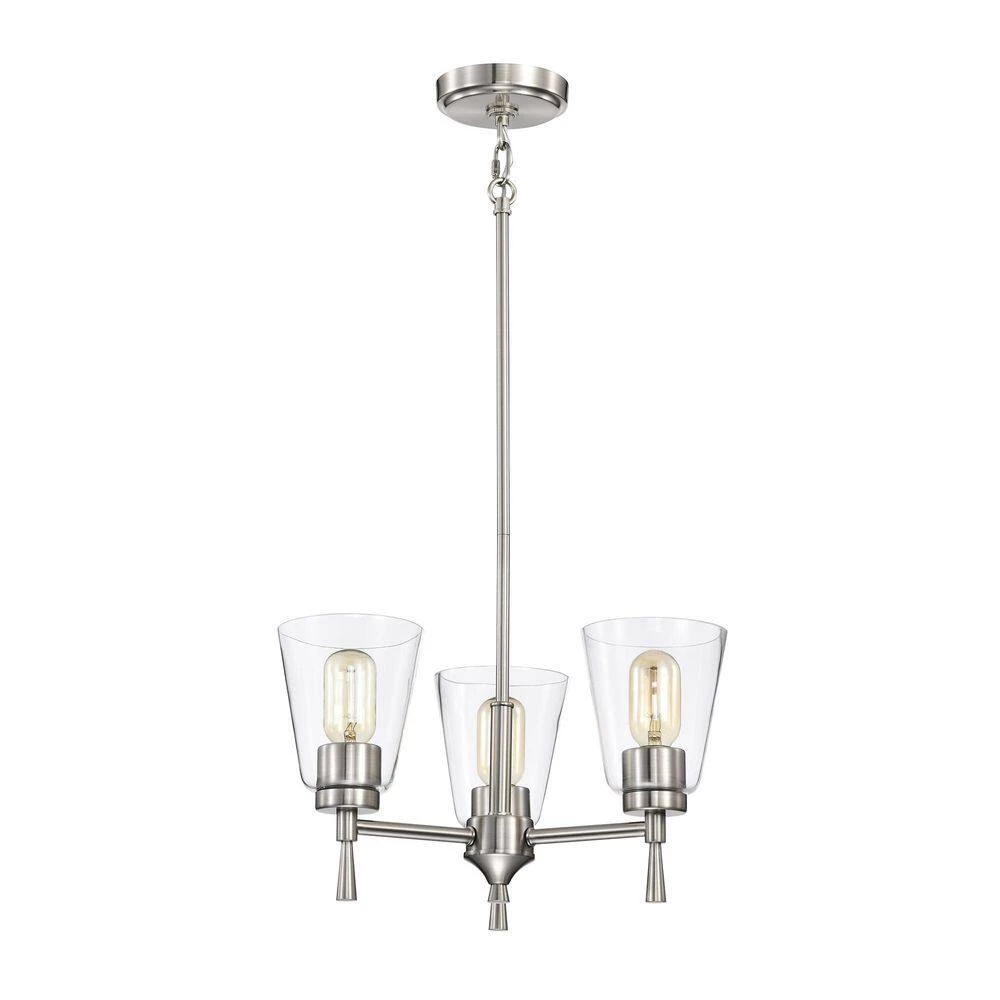Best Pirce โ Briarwood 3-Light Brushed Nickel Modern Chandelier with Clear Cone Glass Shades by Edvivi ๐ 5 Best Pirce โ Briarwood 3-Light Brushed Nickel Modern Chandelier with Clear Cone Glass Shades by Edvivi ๐ - Image 3