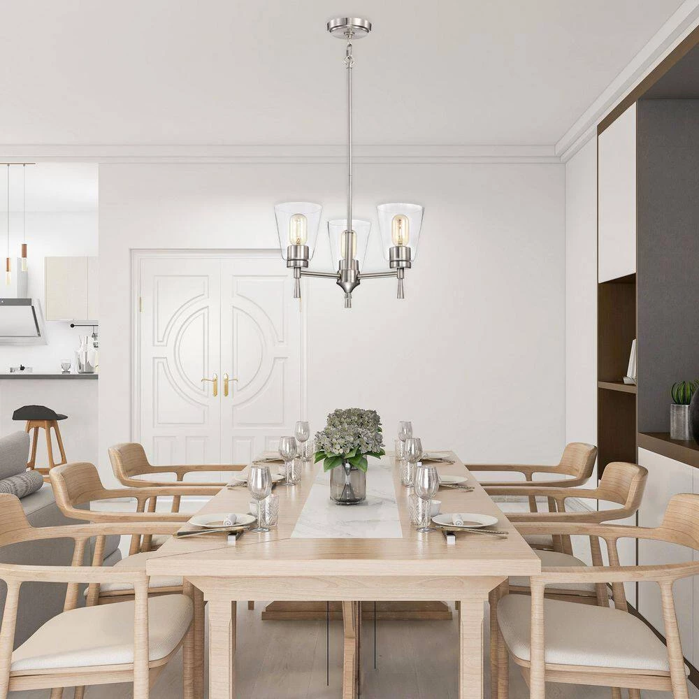 Best Pirce โ Briarwood 3-Light Brushed Nickel Modern Chandelier with Clear Cone Glass Shades by Edvivi ๐ 9 Best Pirce โ Briarwood 3-Light Brushed Nickel Modern Chandelier with Clear Cone Glass Shades by Edvivi ๐ - Image 7