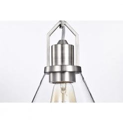Buy 🎉 Aria 12 in. 1-Light Brushed Nickel Clear Cone Glass Farmhouse Kitchen Pendant Light by Edvivi 👍 -Deals Edvivi || Atlas Store brushed nickel edvivi chandeliers epj4711bn 4f 1000