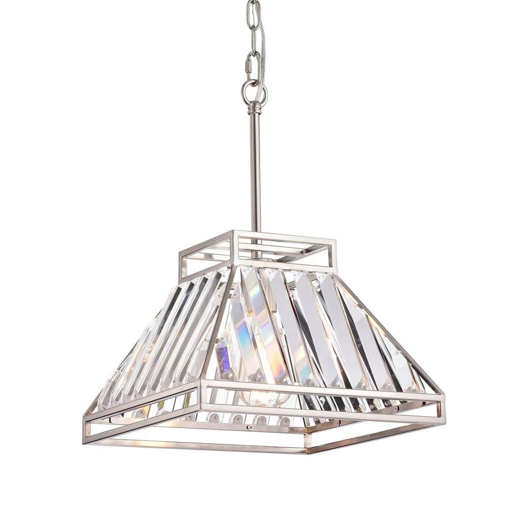 Promo ๐ Lexington Modern 1-Light Brushed Nickel Finish Trapezoidal Geometric Pendant with Linear Crystals by Edvivi ๐ฏ 3 Promo ๐ Lexington Modern 1-Light Brushed Nickel Finish Trapezoidal Geometric Pendant with Linear Crystals by Edvivi ๐ฏ
