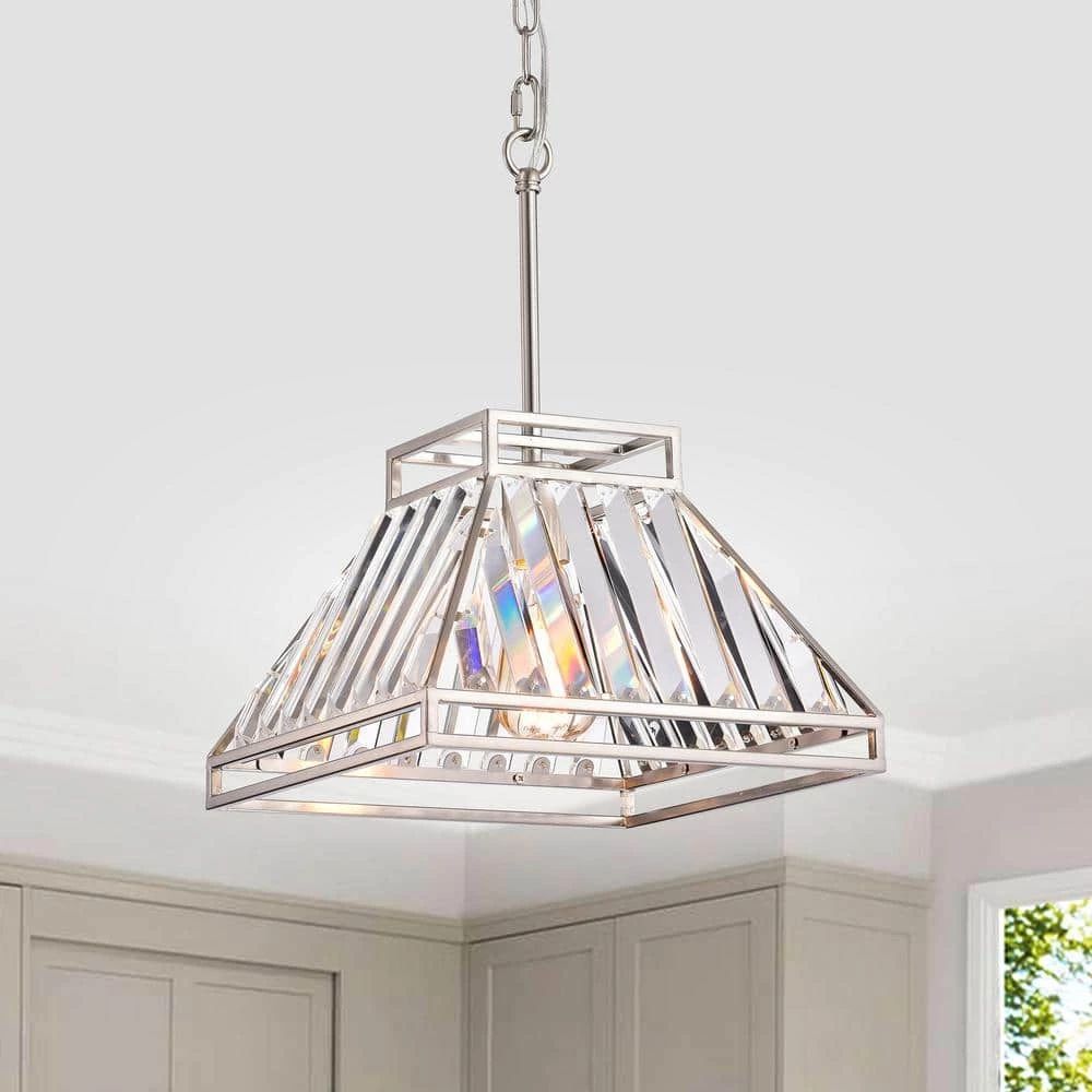 Promo ๐ Lexington Modern 1-Light Brushed Nickel Finish Trapezoidal Geometric Pendant with Linear Crystals by Edvivi ๐ฏ 4 Promo ๐ Lexington Modern 1-Light Brushed Nickel Finish Trapezoidal Geometric Pendant with Linear Crystals by Edvivi ๐ฏ - Image 2