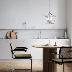 Cheapest 🤩 Renzo 4-Light Brushed Nickel Caged Candle Style Modern Farmhouse Pendant by Edvivi 🧨 -Deals Edvivi || Atlas Store brushed nickel edvivi chandeliers epl1351bn 1f 1000