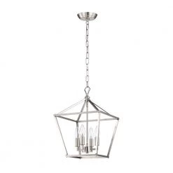 Cheapest 🤩 Renzo 4-Light Brushed Nickel Caged Candle Style Modern Farmhouse Pendant by Edvivi 🧨 -Deals Edvivi || Atlas Store brushed nickel edvivi chandeliers epl1351bn 44 1000