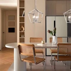 Cheapest 🤩 Renzo 4-Light Brushed Nickel Caged Candle Style Modern Farmhouse Pendant by Edvivi 🧨 -Deals Edvivi || Atlas Store brushed nickel edvivi chandeliers epl1351bn 4f 1000