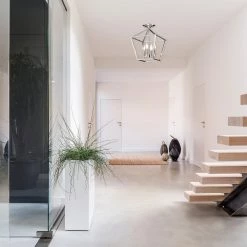 Brand new 😉 12 in. 4-Light Brushed Nickel Cage Lantern Farmhouse Semi-Flush Mount by Edvivi 🧨 -Deals Edvivi || Atlas Store brushed nickel edvivi flush mount lights esl1331bn 4f 1000