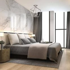 Brand new 😉 12 in. 4-Light Brushed Nickel Cage Lantern Farmhouse Semi-Flush Mount by Edvivi 🧨 -Deals Edvivi || Atlas Store brushed nickel edvivi flush mount lights esl1331bn c3 1000