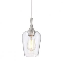 Cheapest 🌟 Arlo 1-Light Brushed Nickel Modern Mini Pendant with Clear Glass Shade by Edvivi 😉 -Deals Edvivi || Atlas Store brushed nickel edvivi pendant lights epj2941bn 77 1000
