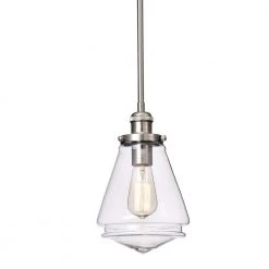 Best deal 🎉 Mora 1-Light Brushed Nickel Modern Mini Pendant with Encased Jar Hand Blown Glass Shade by Edvivi ⌛