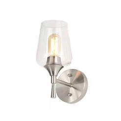 Deals ✔️ Arlo 5 in. 1-Light Brushed Nickel Indoor Wall Sconce with Clear Glass Shade by Edvivi ✨