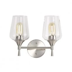 Brand new 🥰 Arlo 13 in. 2-Lights Brushed Nickel Vanity Light with Clear Wine Glass Shades by Edvivi 🔔