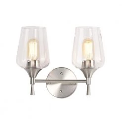 Brand new 🥰 Arlo 13 in. 2-Lights Brushed Nickel Vanity Light with Clear Wine Glass Shades by Edvivi 🔔 -Deals Edvivi || Atlas Store brushed nickel edvivi vanity lighting ew2641bn 77 1000