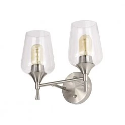 Brand new 🥰 Arlo 13 in. 2-Lights Brushed Nickel Vanity Light with Clear Wine Glass Shades by Edvivi 🔔 -Deals Edvivi || Atlas Store brushed nickel edvivi vanity lighting ew2641bn a0 1000