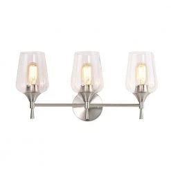 Wholesale 👏 Arlo 21 in. 3-Lights Brushed Nickel Vanity Light with Clear Wine Glass Shades by Edvivi 🌟 -Deals Edvivi || Atlas Store brushed nickel edvivi vanity lighting ew2741bn 40 1000