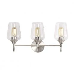 Wholesale 👏 Arlo 21 in. 3-Lights Brushed Nickel Vanity Light with Clear Wine Glass Shades by Edvivi 🌟