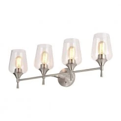 Cheap 😀 Arlo 30 in. 4-Lights Brushed Nickel Vanity Light with Clear Glass Shades by Edvivi 🌟 -Deals Edvivi || Atlas Store brushed nickel edvivi vanity lighting ew2841bn 1f 1000