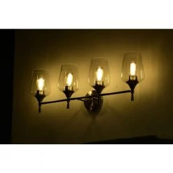 Cheap 😀 Arlo 30 in. 4-Lights Brushed Nickel Vanity Light with Clear Glass Shades by Edvivi 🌟 -Deals Edvivi || Atlas Store brushed nickel edvivi vanity lighting ew2841bn 40 1000